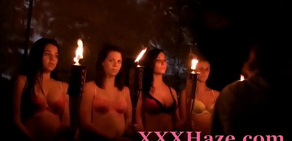  Lesbian Teen Hazing Ceremony With Big Tits And Fat Dildos
